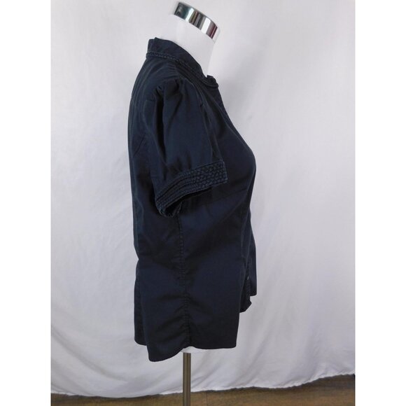 Express Design Studio Shirt Womens Large Black Button Front Puff Sleeve Blouse - Picture 8 of 10